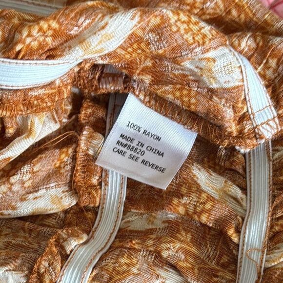 Haute Hippie Orange Smocked 3/4 Sleeve Blouse - Picture 6 of 11